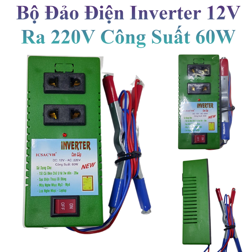 Bộ Đảo Điện Inverter 12V Ra 220V Công Suất 60W Siêu Tiện Lợi