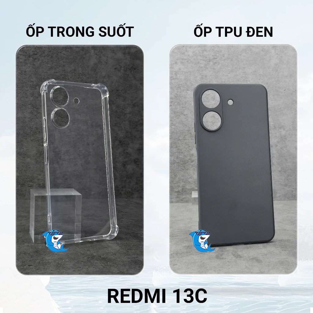 Ốp lưng Redmi 13C silicon trong suốt dẻo cao cấp chống sốc viền vuông bảo vệ cam điện thoại