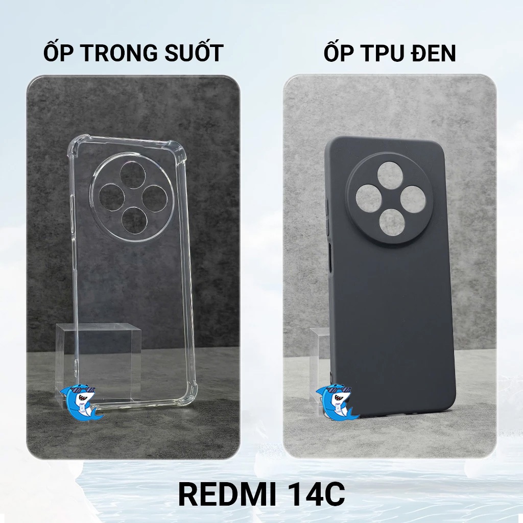 Ốp lưng Redmi 14C bảo vệ cam điện thoại toàn diện cạnh vuông nhựa dẻo tpu bibi glass