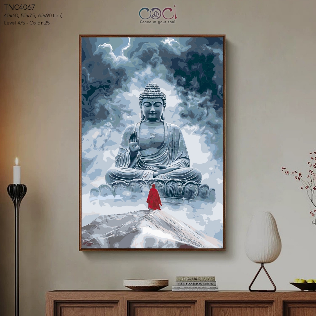 Tranh Số Hoá Phật Tô Màu Theo Số Đức Phật Thích Ca Mâu Ni COCI Có Khung Decor Quà Tặng TNC4067