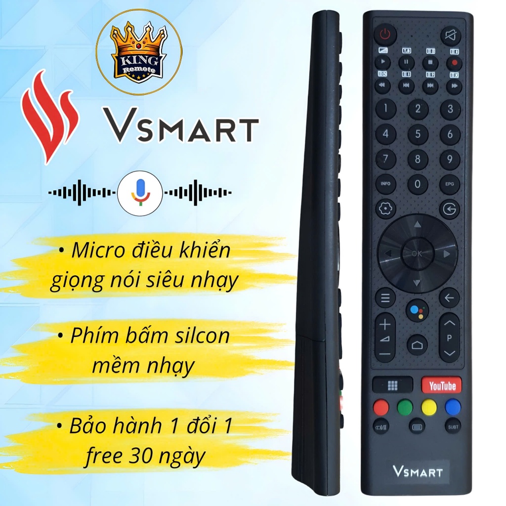 Điều khiển remote tivi VSMART có giọng nói hàng tốt phím bấm mềm nhạy ...