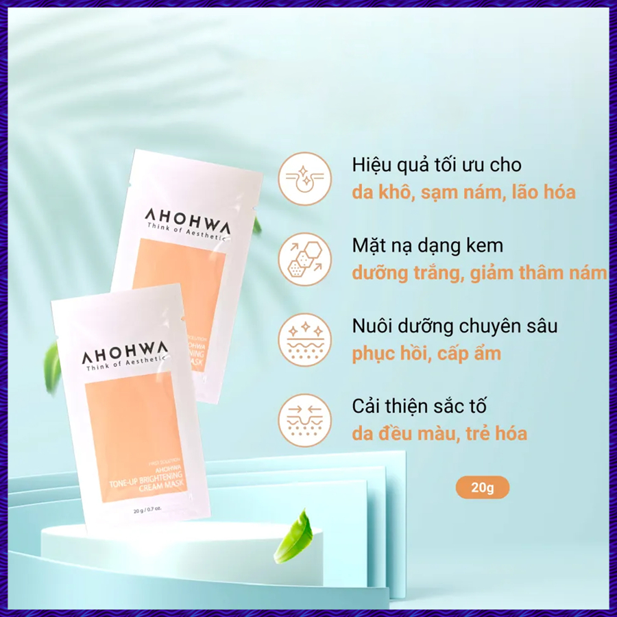 Mặt Nạ Ủ Trắng Dạng Kem AHOHWA Tone-Up Brightening Cream Mask Giúp Da Trắng Sáng Bật Tone