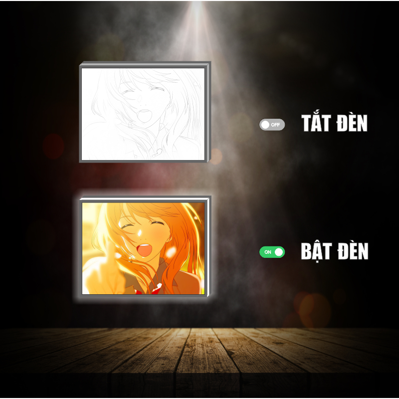 Tranh đèn led 3D đổi màu Tháng tư là lời nói dối của em - Tranh đèn led 3D ANIME trang trí bàn làm việc, đèn ngủ