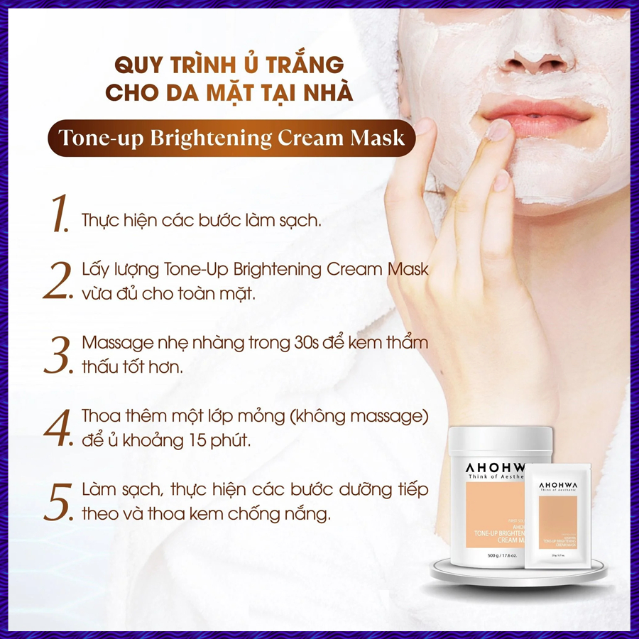 Mặt Nạ Ủ Trắng Dạng Kem AHOHWA Tone-Up Brightening Cream Mask Giúp Da Trắng Sáng Bật Tone