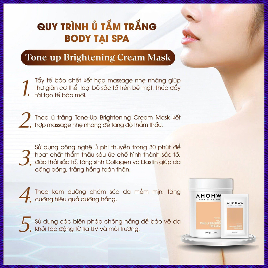 Mặt Nạ Ủ Trắng Dạng Kem AHOHWA Tone-Up Brightening Cream Mask Giúp Da Trắng Sáng Bật Tone