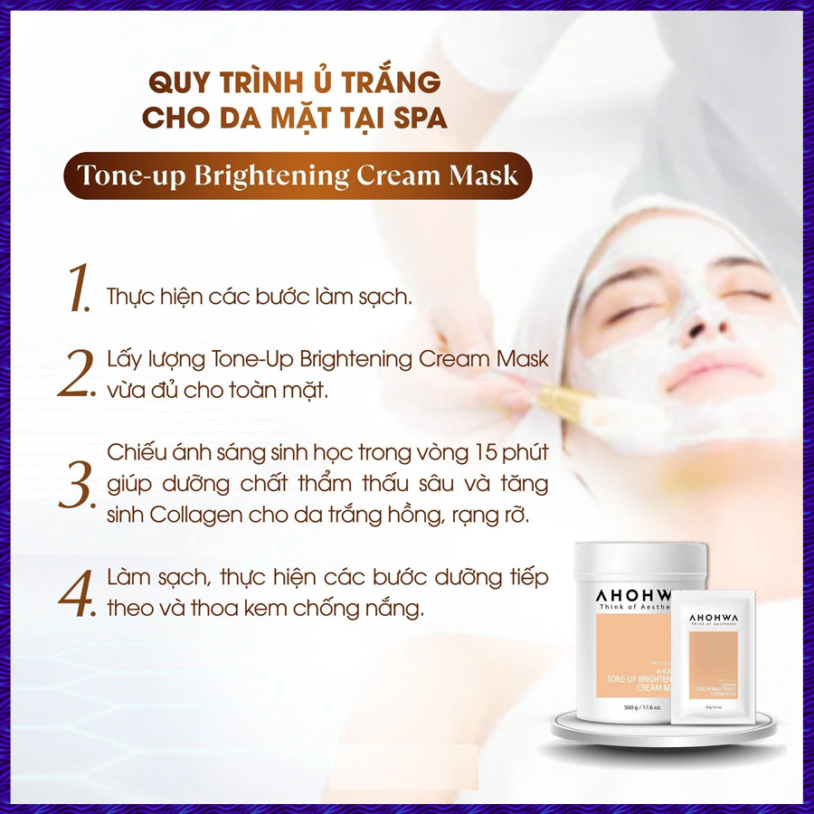 Mặt Nạ Ủ Trắng Dạng Kem AHOHWA Tone-Up Brightening Cream Mask Giúp Da Trắng Sáng Bật Tone