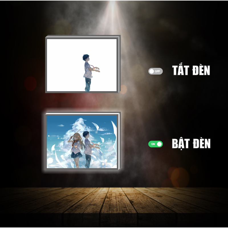 Tranh đèn led 3D đổi màu Tháng tư là lời nói dối của em - Tranh đèn led 3D ANIME trang trí bàn làm việc, đèn ngủ