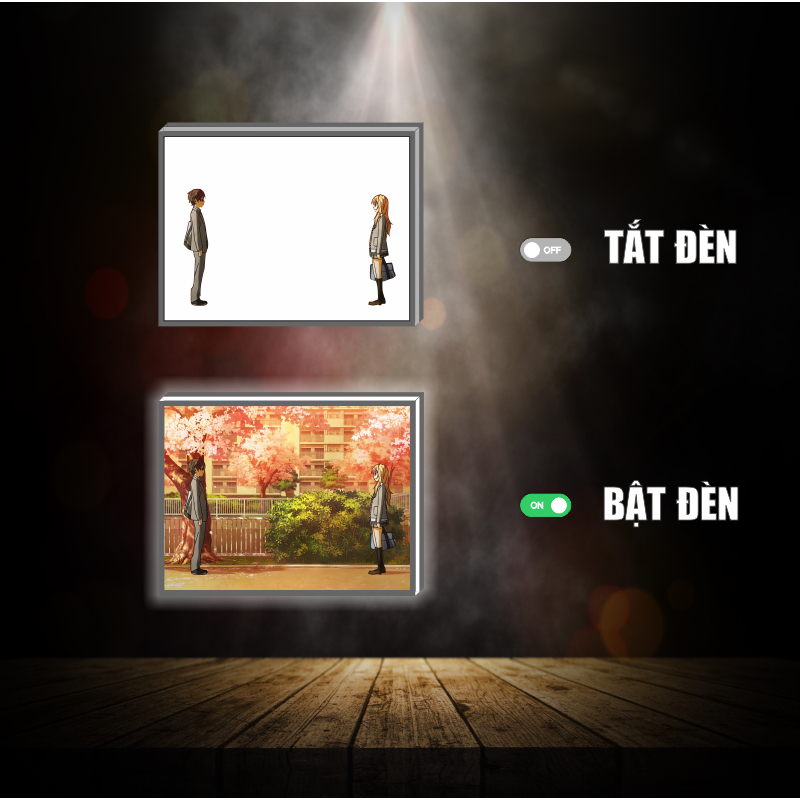 Tranh đèn led 3D đổi màu Tháng tư là lời nói dối của em - Tranh đèn led 3D ANIME trang trí bàn làm việc, đèn ngủ