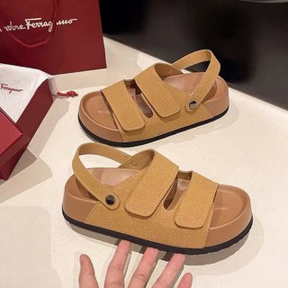Dép sandal nữ quai hậu đế dày tăng chiều cao da lộn di học đi chơi siêu bền mã 84
