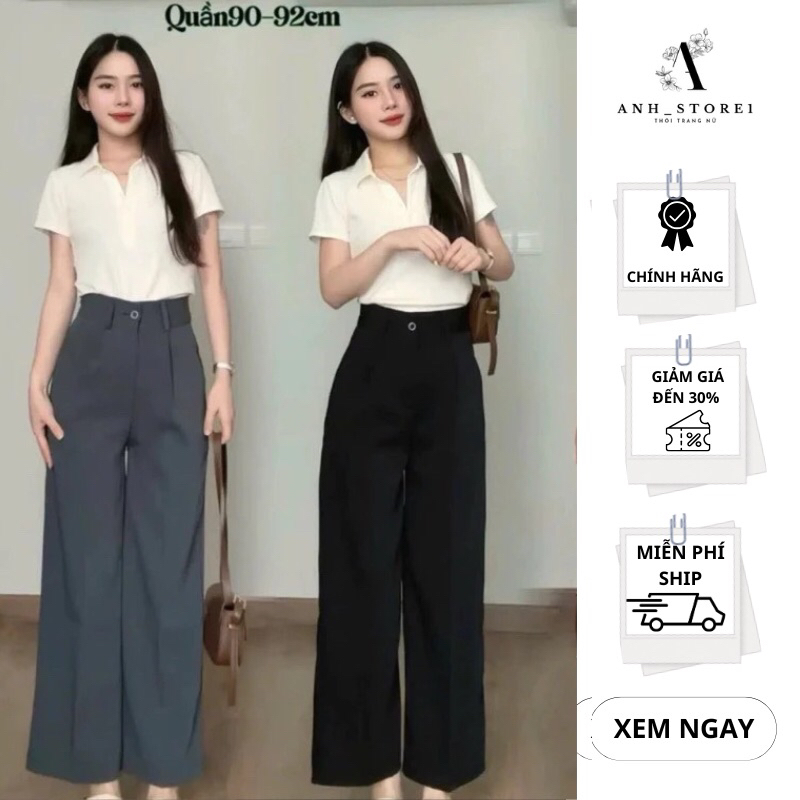 Quần Tây Ống Suông Dành Cho Nấm Lùn Dưới 1m55 (Chất Gold Nhật) Lưng Cao Tôn Dáng Dài 90-93cm