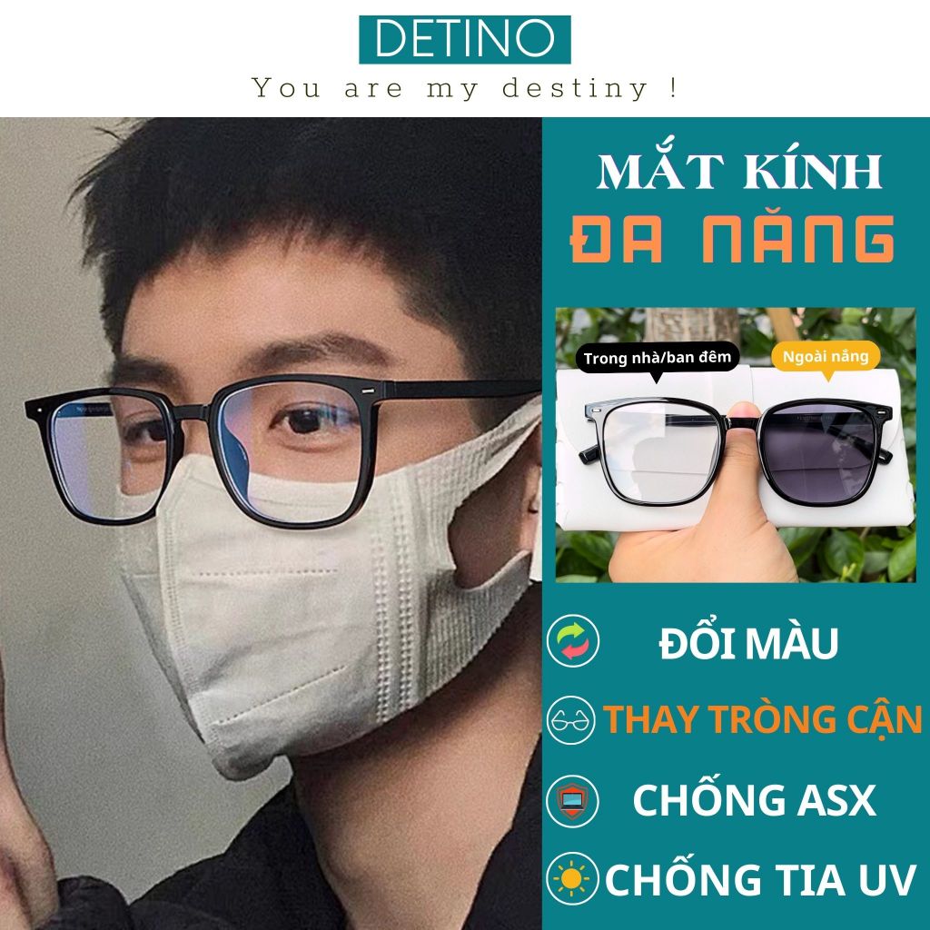 Gọng kính nam nữ cao cấp Hàn Quốc đẹp, mắt kính mát đổi màu thời trang cận 0 độ gọng to chống tia UV và ánh sáng xanh K4