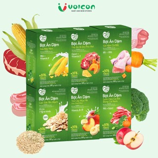 Bột ăn dặm Mămmy đầy đủ cho bé gồm bột sữa yến mạch, sữa bắp non, cháo sườn heo, gà hầm/ hộp 140g