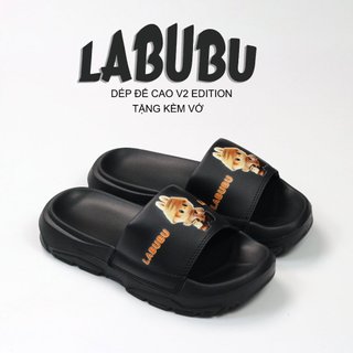 Dép nữ Labubu in dập nổi đẹp thời trang girl phố-Dép quai ngang nữ logo Labubu đễ thương