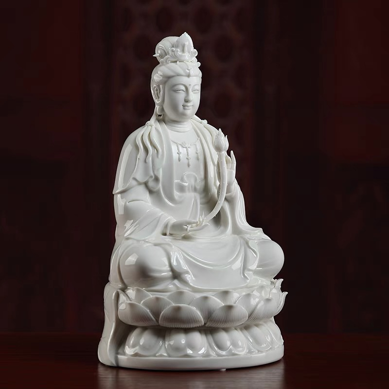 Bộ Tượng Tam Thánh Gốm Sứ Men Trắng Cao Cấp, Tượng Quan Thế Âm Bồ Tát, Tượng Phật A Di Đà, Tượng Đại Thế Chí