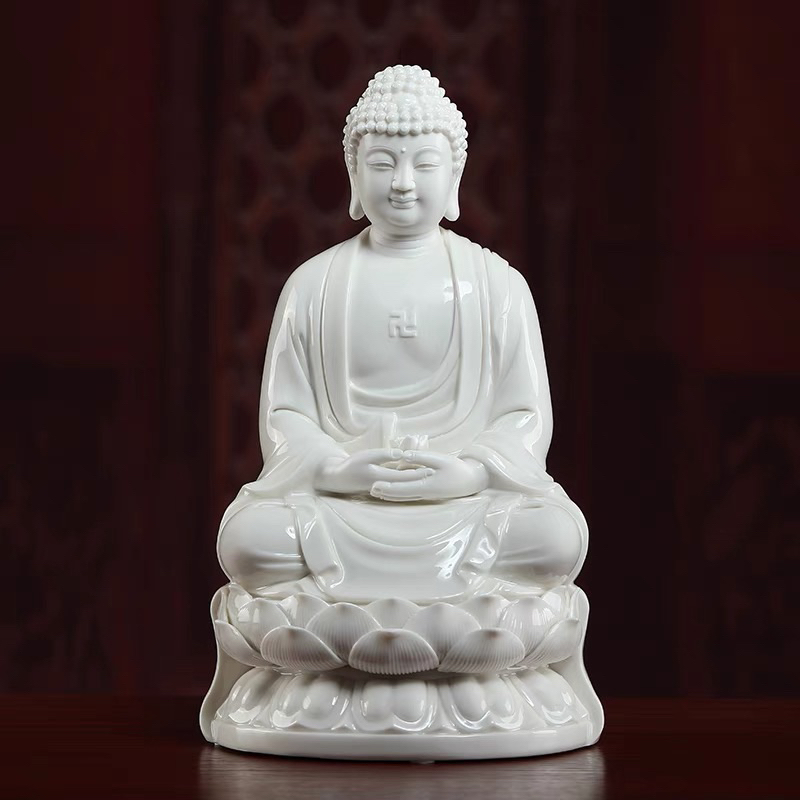 Bộ Tượng Tam Thánh Gốm Sứ Men Trắng Cao Cấp, Tượng Quan Thế Âm Bồ Tát, Tượng Phật A Di Đà, Tượng Đại Thế Chí