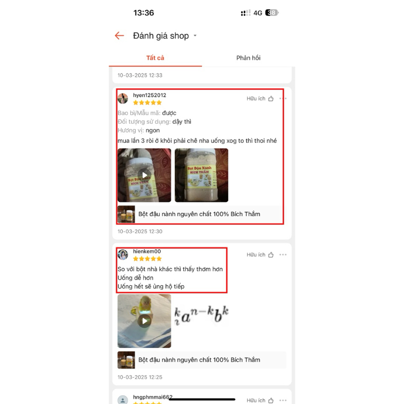 Combo 5 bột đậu nành nguyên chất Bích Thắm