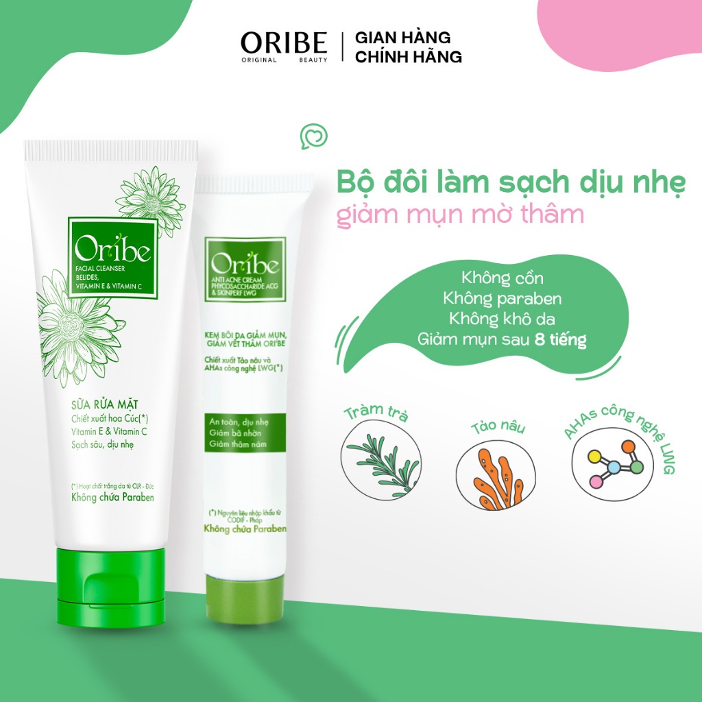 Ảnh Combo sữa rửa mặt Oribe 100g và kem chấm mụn 20g sạch sâu dịu nhẹ giảm mụn ẩn 2