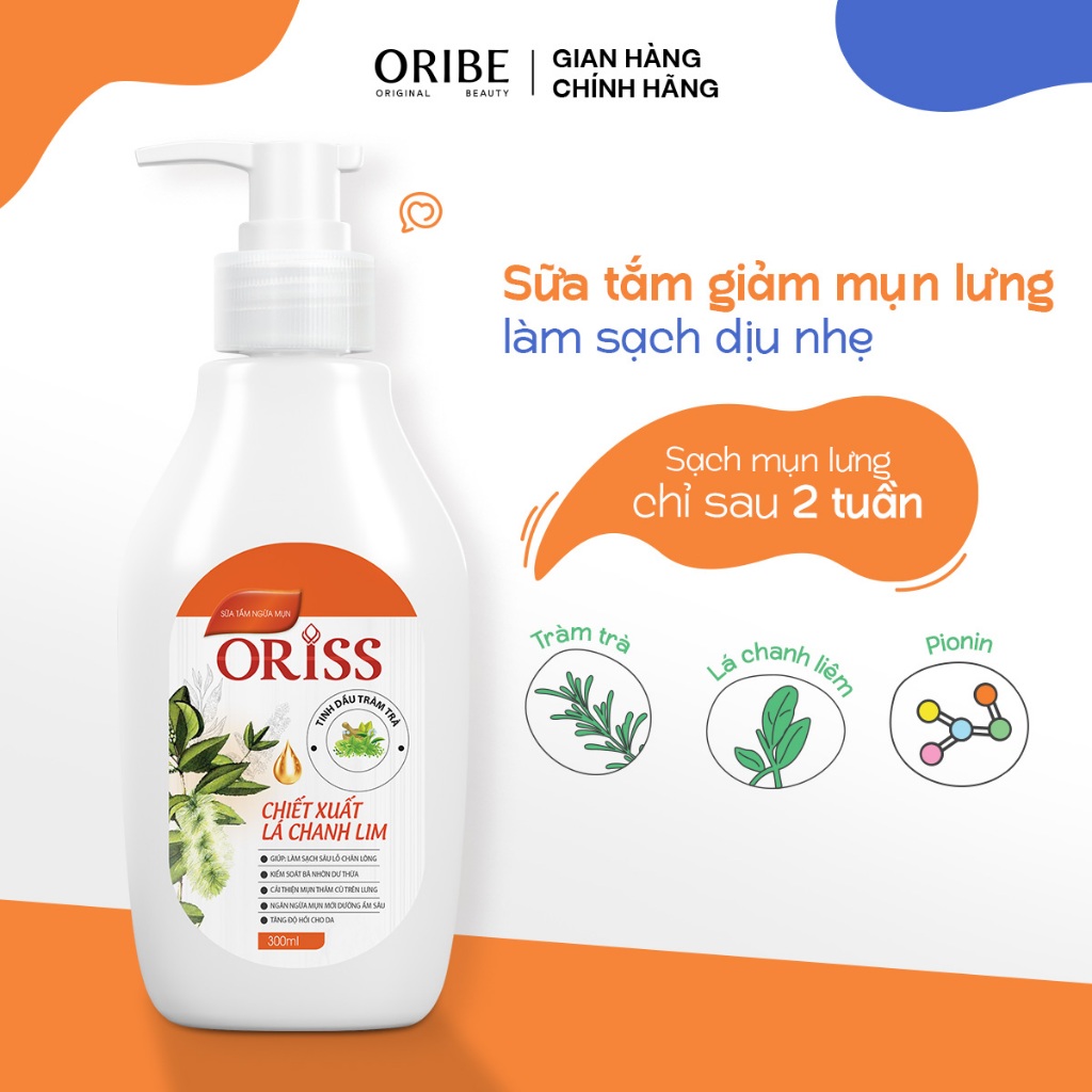 Ảnh Sữa tắm Oriss khỏi mụn lưng giảm thâm mụn, viêm nang lông chai 300ml 2