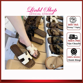 Dép lê nữ đế thấp chữ H Linhl Shop Chất da mền êm chân mã 91