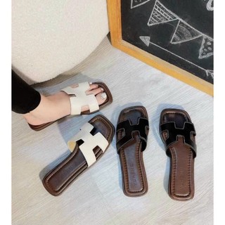 Dép lê nữ đế thấp chữ H Linhl Shop Chất da mền êm chân mã 91
