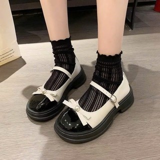 Giày búp bê nữ đế cao đính nơ ngọc chất da mền êm chân sang chảnh phong cách HQ mã 93