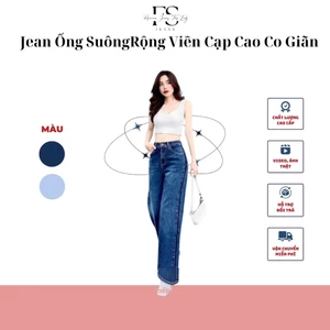 Quần Jean Nữ Ống Rộng Viền Sườn Co Giãn Cao Cấp, Quần Bò Ống Suông Nữ Dài 103cm Cao Cấp.
