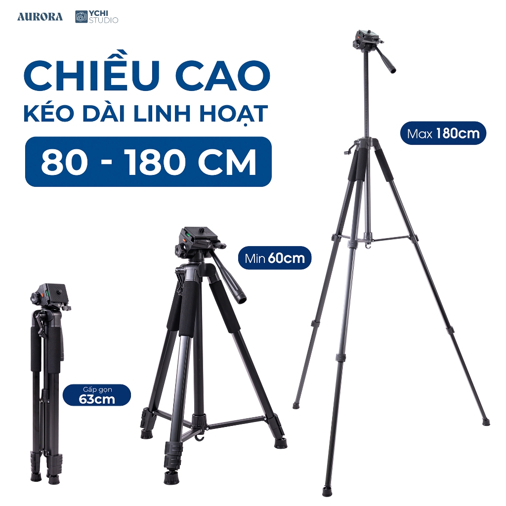 Chân Máy Ảnh Aurora SteadyPro S180 - Tripod Chuyên Dụng Cho Quay Video, Livestream