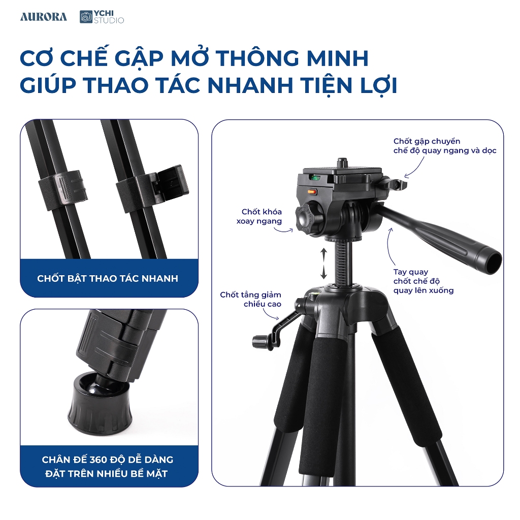 Chân Máy Ảnh Aurora SteadyPro S180 - Tripod Chuyên Dụng Cho Quay Video, Livestream