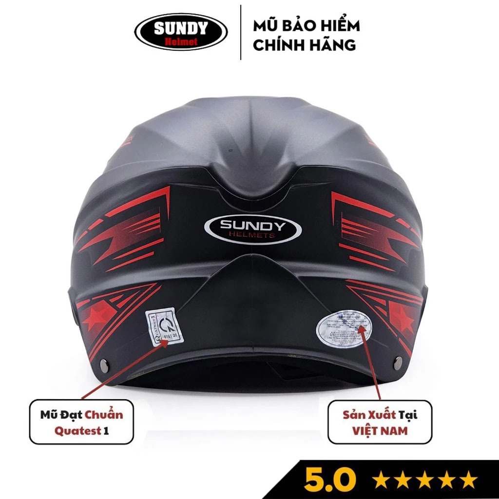 Ảnh Nón bảo hiểm nửa đầu kiểu dáng thể thao SUNDY Helmets HP02, an toàn, nam tính, Freesize (vòng đầu 55-59cm) 1
