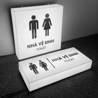 Bảng chỉ dẫn WC, Toilet, báng số phòng có đèn phát sáng uốn cạnh