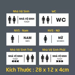 Bảng chỉ dẫn WC, Toilet, báng số phòng có đèn phát sáng uốn cạnh