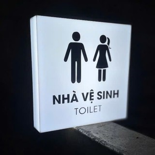 Bảng chỉ dẫn WC, Toilet, báng số phòng có đèn phát sáng uốn cạnh