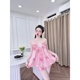 Đồ ngủ 2 dây đính nơ xinh xắn, 40-67kg (DB136)