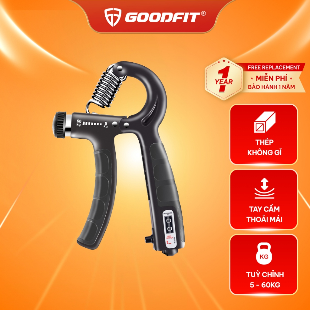 Ảnh Kìm bóp tay, kìm tập tay chữ A có đếm số tự động GoodFit GF02E kìm tập cơ tay điều chỉnh lực từ 5-60kg 1