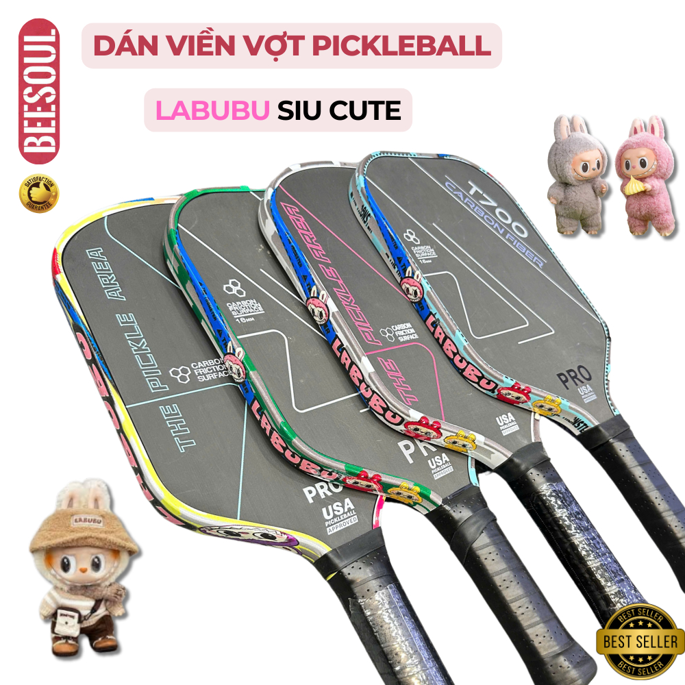 Dán viền vợt Pickleball Labubu siêu cute chất liệu decal 5D dày dặn thiết kế đẹp thời trang Beesoul.