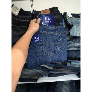 [loại lai biên dày đẹp] quần bò màu xanh cổ điển selvedge denim vải nhật