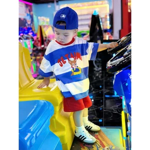 sẵnnn Hàng chinh chủ-Set áo Sọc Xanh trắng form rộng phối quần đỏ Style siêu ngau đi chơi đi học du lịch HH01