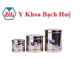 Hộp gòn, hộp inox tròn có nắp đậy.