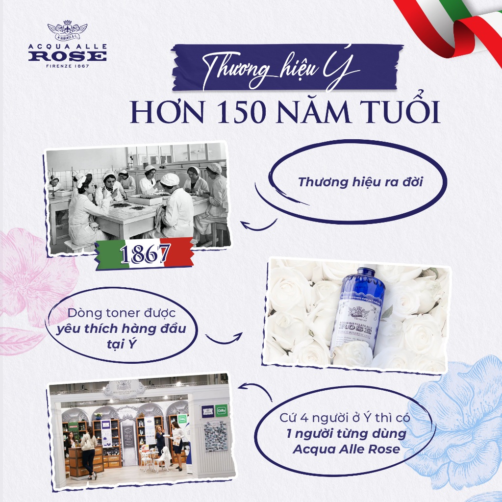 Ảnh Nước hoa hồng Toner Acqua Alle Rose bổ sung độ ẩm, làm sạch da, mờ vết thâm 300ml 2