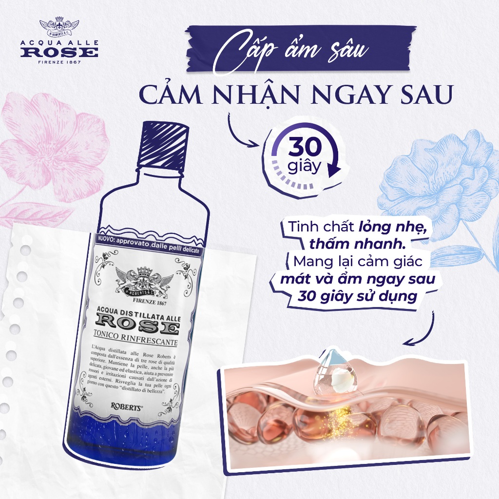 Ảnh Nước hoa hồng Toner Acqua Alle Rose bổ sung độ ẩm, làm sạch da, mờ vết thâm 300ml 4