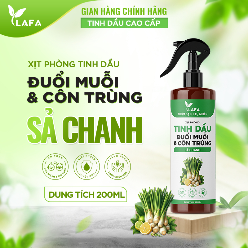 Bình Xịt Thơm Phòng Tinh Dầu Quế LAFA Thơm Lâu, Khử Mùi, Đuổi Muỗi & Côn Trùng Hương Sả Chanh, Bạc Hà, Bưởi, Oải Hương