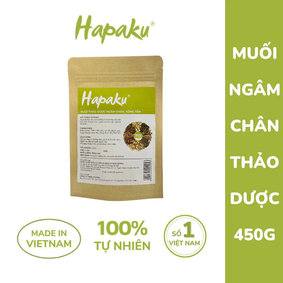 Ảnh Muối Ngâm Chân Thảo Dược HAPAKU 450g, Giảm Nhức Mỏi Tê Lạnh Bàn Chân, Thư Giãn Ngủ Ngon 1
