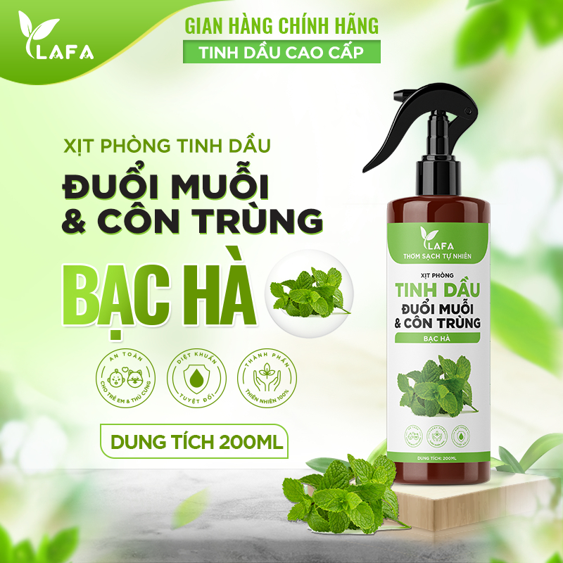 Bình Xịt Thơm Phòng Tinh Dầu Quế LAFA Thơm Lâu, Khử Mùi, Đuổi Muỗi & Côn Trùng Hương Sả Chanh, Bạc Hà, Bưởi, Oải Hương