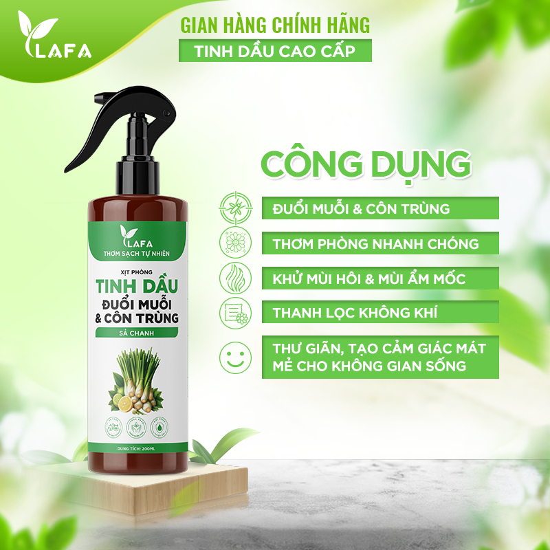 Bình Xịt Phòng Tinh Dầu Bạc Hà LAFA - Khử Mùi, Đuổi Muỗi, Cồn Trùng Hiệu Quả