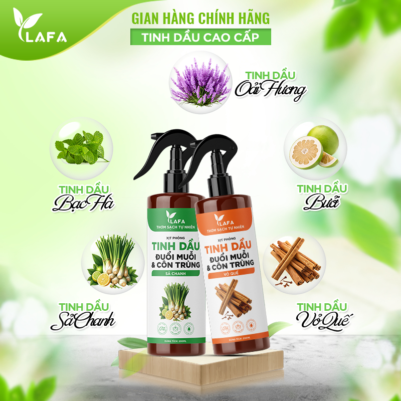 Bình Xịt Phòng Tinh Dầu Bạc Hà LAFA - Khử Mùi, Đuổi Muỗi, Cồn Trùng Hiệu Quả