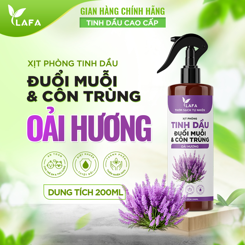 Bình Xịt Thơm Phòng Tinh Dầu Quế LAFA Thơm Lâu, Khử Mùi, Đuổi Muỗi & Côn Trùng Hương Sả Chanh, Bạc Hà, Bưởi, Oải Hương