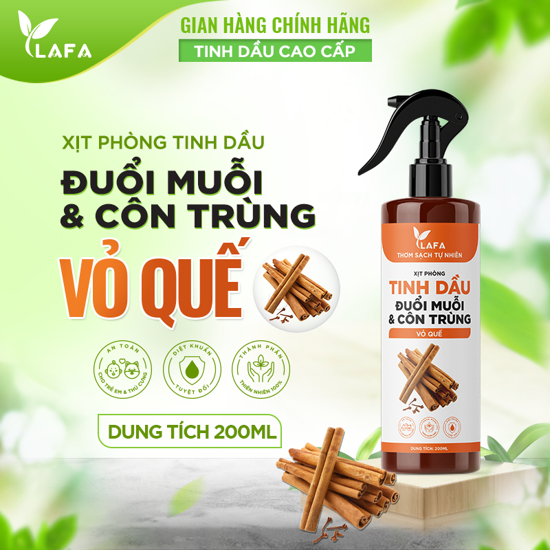 Bình Xịt Thơm Phòng Tinh Dầu Quế LAFA Thơm Lâu, Khử Mùi, Đuổi Muỗi & Côn Trùng Hương Sả Chanh, Bạc Hà, Bưởi, Oải Hương