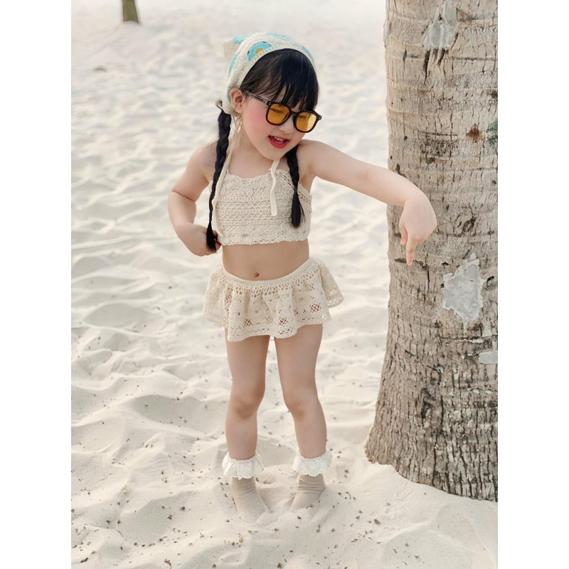 [Hàng Chính Chủ] Bikini móc len handmade cho bé gái siêu xinh / Set đồ bơi bé gái hot trend