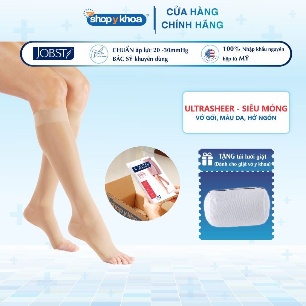 Ảnh Vớ Y Khoa JOBST Ultrasheer - Màu Da, Hở Ngón, Dòng Siêu Mỏng, Áp Lực 20-30mmHg, 2 Chiếc (Tất Y Khoa) 1