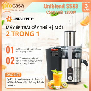 Máy ép trái cây nhanh công nghiệp Uniblend SS-83 - 1200W - lưới ép 0.3mm hạn chế xơ - Phù hợp cho quán và gia đình SS83